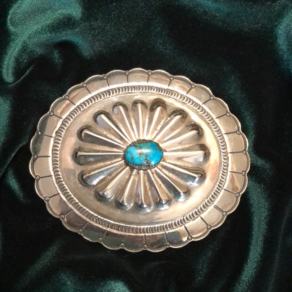 Vintage German Silver and genuine Turquoise Buckle - Picture 1 of 5